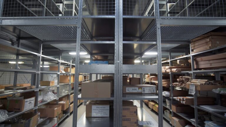 Warehouse with parcels. Creative. New premises for storage and transportation of parcels. Warehouse