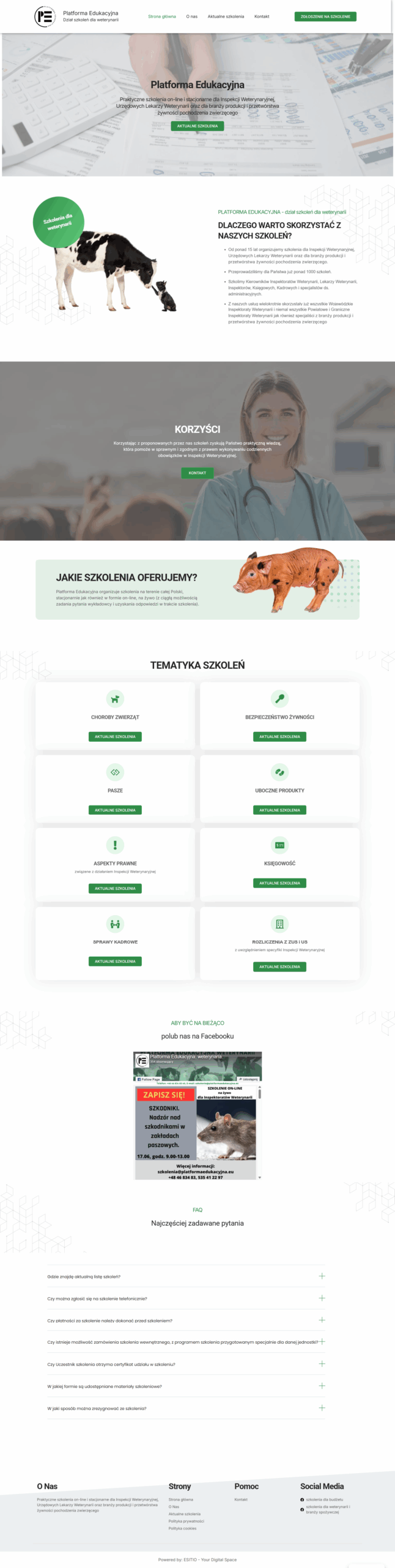 Strona internetowa- szkolenia dla weterynarii 1 ESITIO - Strony internetowe i e-commerce