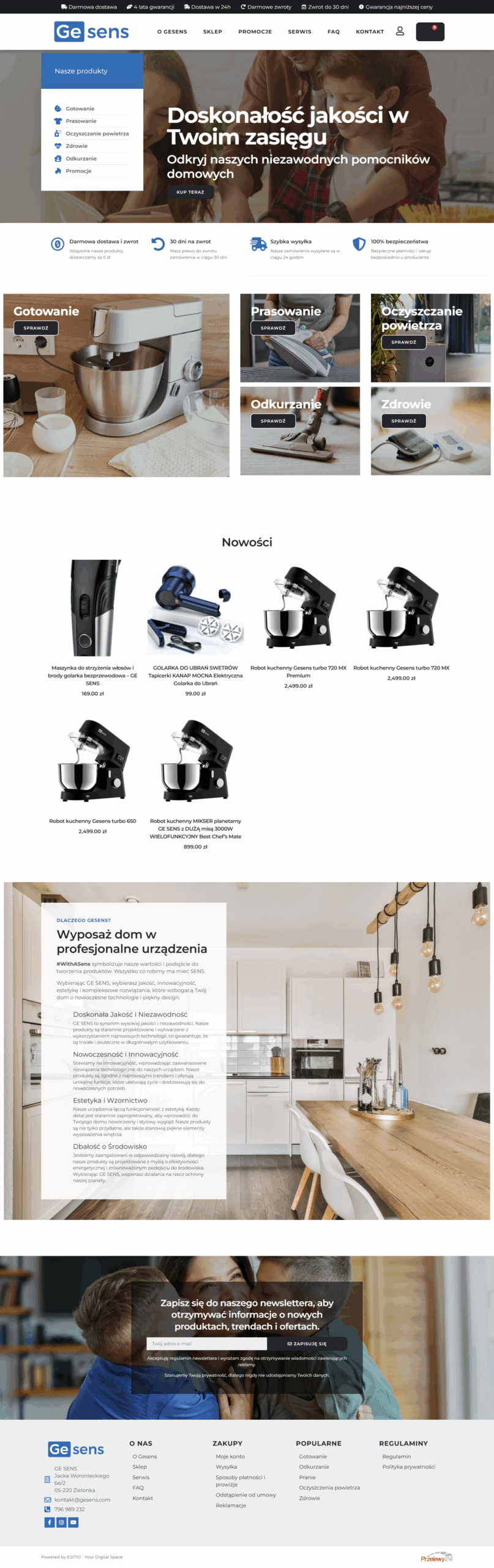 Strona internetowa- sklep z urządzeniami AGD 1 ESITIO - Strony internetowe i e-commerce