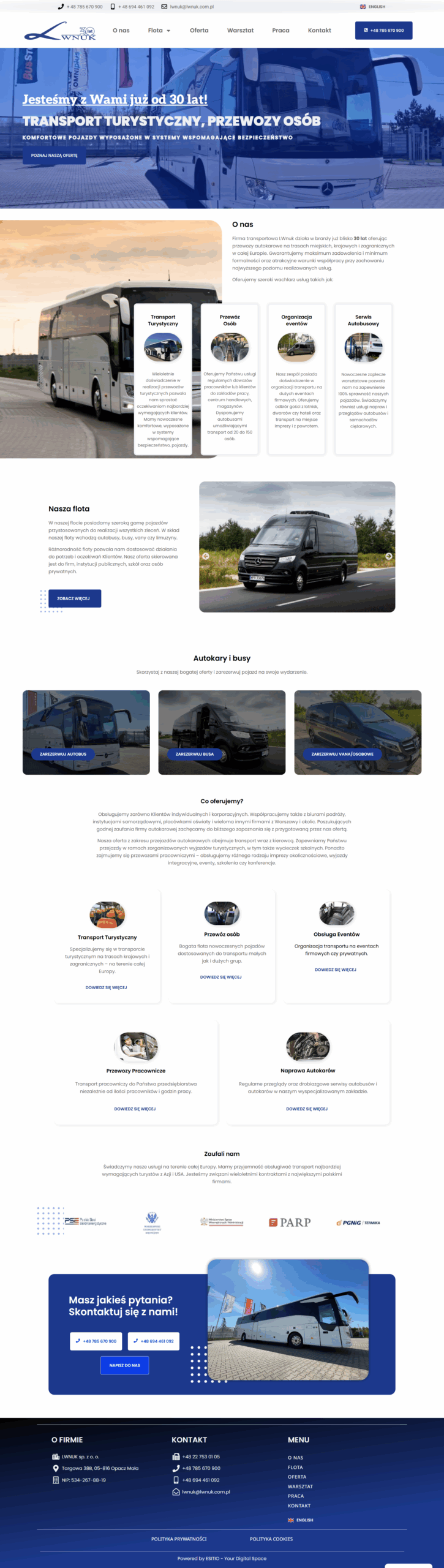 Strona internetowa- transport pasażerów 1 ESITIO - Strony internetowe i e-commerce