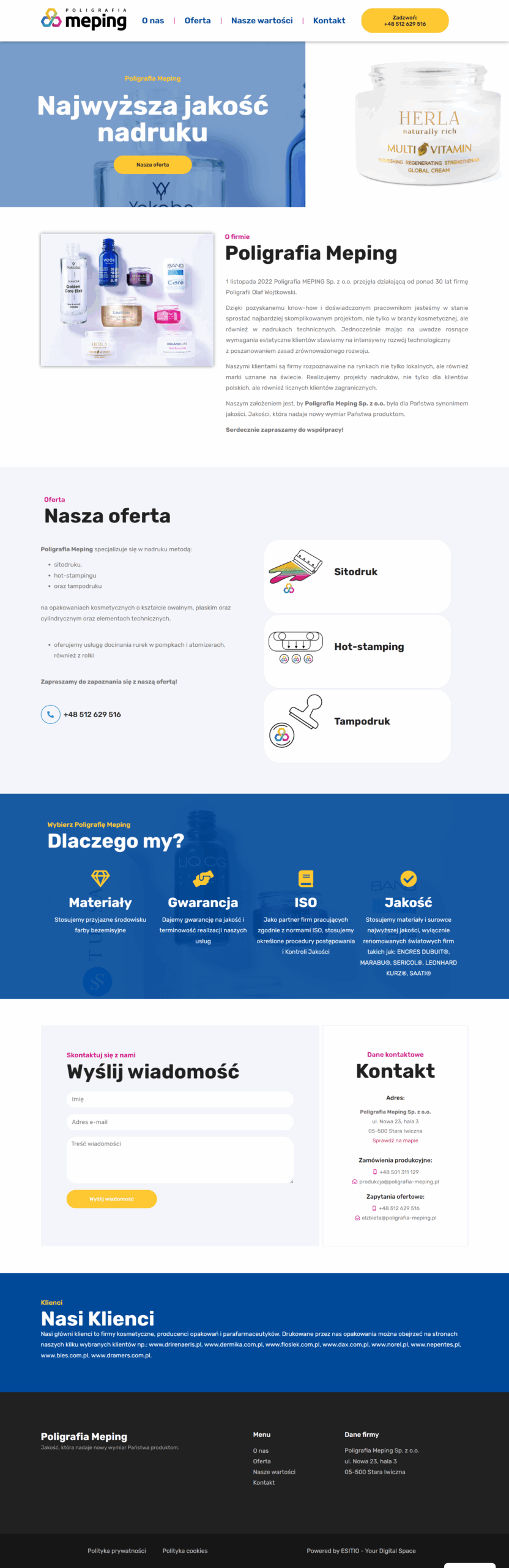 Strona internetowa- nadruki na opakowaniach kosmetycznych 1 ESITIO - Strony internetowe i e-commerce