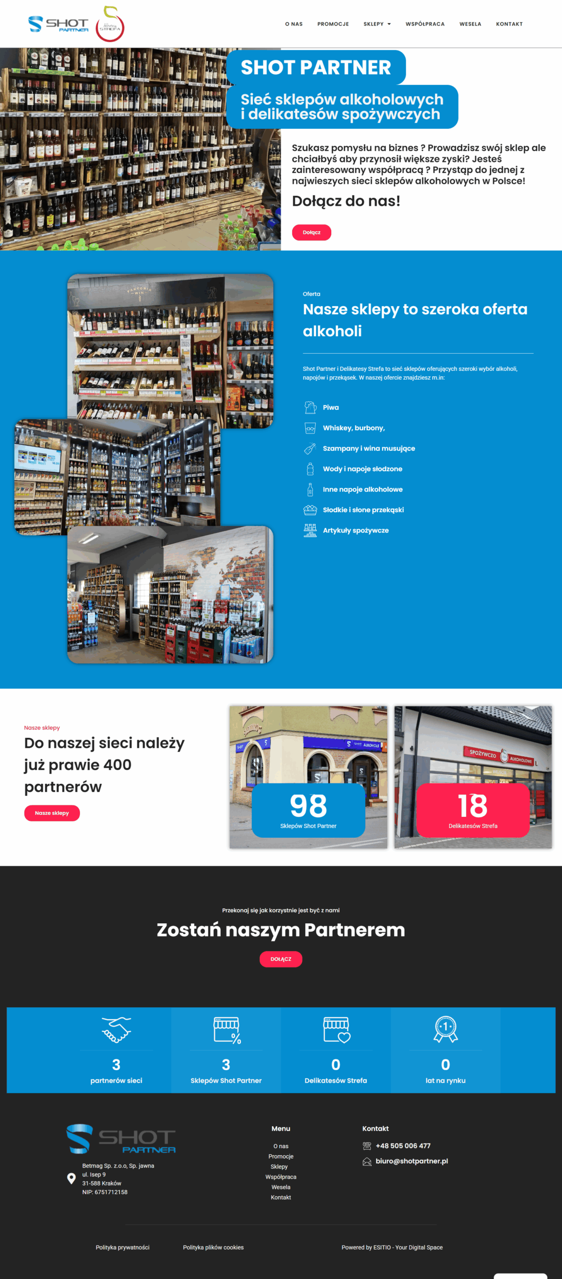 Strona internetowa- sieć sklepów alkoholowych 1 ESITIO - Strony internetowe i e-commerce