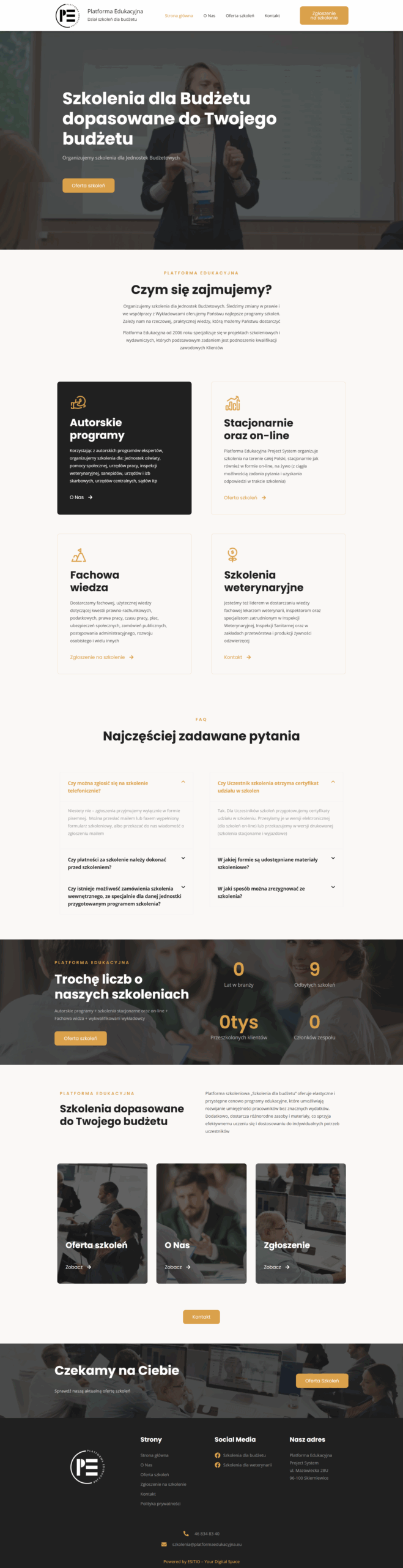 Strona internetowa- szkolenia dla budżetu 1 ESITIO - Strony internetowe i e-commerce